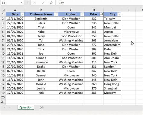 Sort Data Excel Practice Online