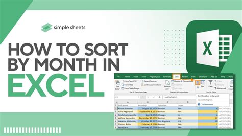 Sort by month in excel