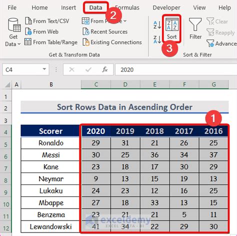 Sort rows in excel