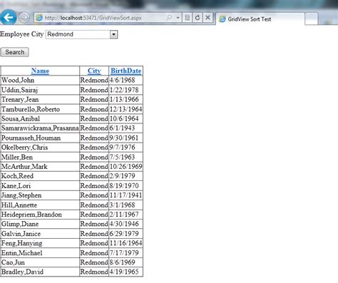 Sorting gridview - can