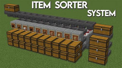 Sorting system minecraft. An item sorter is a type of redstone mechanism that can be used to filter specific items into chests. They generally work using two hoppers, as shown in the schematic. The top hopper is filled as shown under the image. The hopper underneath is powered so that it cannot remove items from the top. 
