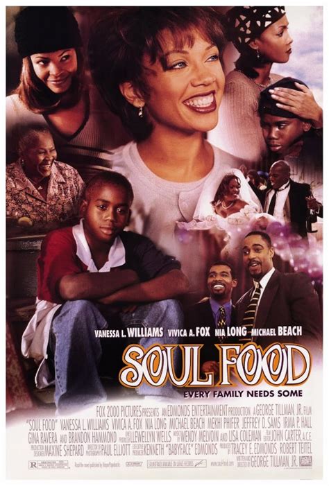 Soul food movie. Soul Food. 1997 · 1 hr 55 min. R. Comedy · Drama · Romance. The film classic about a mother’s 40-year tradition of soulful Sunday dinners that hits a snag as personal issues between her three daughters get hot. StarringVanessa L. Williams Vivica A. Fox Nia Long Irma P. Hall Michael Beach. Directed byGeorge Tillman Jr. 