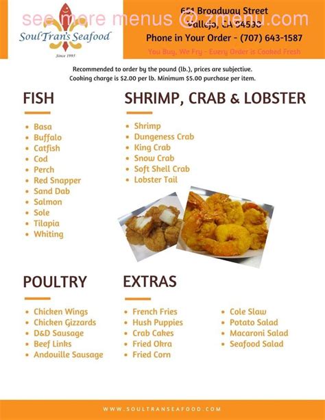 Soultran's seafood menu. Things To Know About Soultran's seafood menu. 