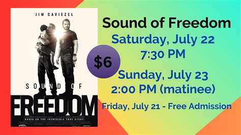 Jul 21 - Sound of Freedom - Free Admission Friday. Tickets still available for walk-up Free Admission Friday - Brought to you by the Augusta Dept of Safety, …. 