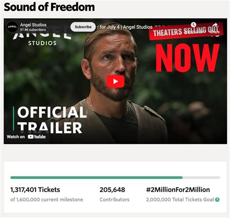 Sound of freedom pay it forward. Jul 5, 2023 · Sound of Freedom premiered in theaters on July 4, 2023, | Angel Studios "Sound of Freedom" hit theaters on Tuesday, and due to the "Pay It Forward" technology used by Angel Studios, the true-life thriller, which was reported as tied with Disney/Lucasfilm's "Indiana Jones and the Dial of Destiny," actually beat out the studio giant for the No.1 spot at the box office on Independence Day. 