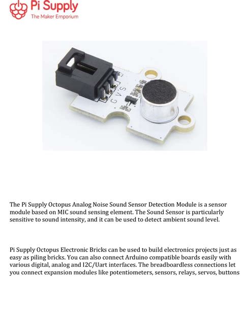 Sound sensor module datasheet. 84 KB) by Joy-IT.  View Octopus Analog ...