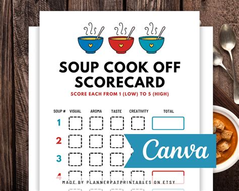 Soup Judging Contest Score Sheet