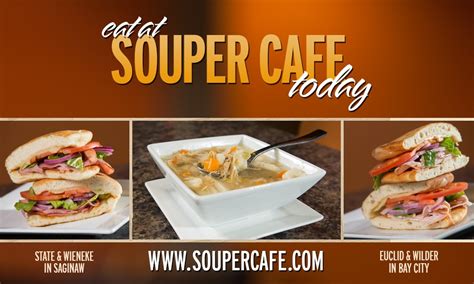 Souper cafe. Dec 27, 2018 · Review of Souper Cafe. 3 photos. Souper Cafe. 4093 N Euclid Ave, Bay City, MI 48706-2406. +1 989-671-1900. Website. E-mail. Improve this listing. 
