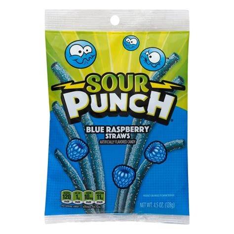 Sour straw. Half the size of the original Bites, but still packed full of mouthwatering sweet & sour flavor. Each bite size candy piece is smothered in the same sour sugar coating as classic Sour Punch Straws. Satisfy your sour candy cravings with a handful of Apple, Strawberry & Blue Raspberry soft and chewy candies. 