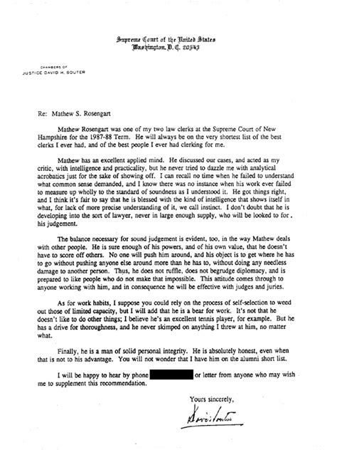 Souter 1988 Recommendation Letter for Rosengart