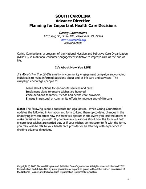 South Carolina Advance Directive Form Everplans