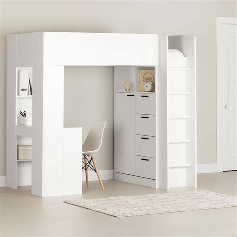 South Shore Logik Twin Loft Bed-Pure White - Amazon