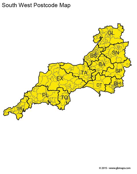 South West Postcode Area and District Maps in PDF