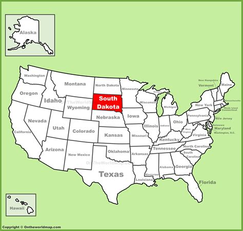 General Map of South Dakota, United States. The detailed map sh