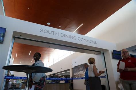 South Dining Commons: Located in Cora Downs Hall, South Dining Commons is one of three Residential Dining Halls on campus. Designed with busy schedules in mind, South Dining includes six-plus serving stations featuring wraps, sandwiches, burgers and more, while also remaining open late for customer convenience. .... 