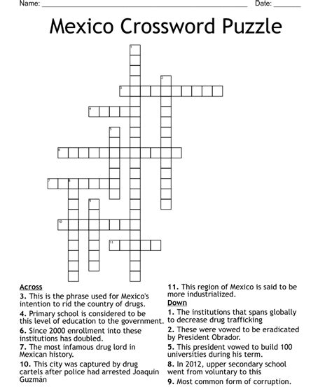 Here is the solution for the Southern Mexican state clue
