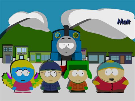 South park crossover fanfic. Chapter 1. It was a beautiful day in the small mountain town of South Park, and the boys were bored out of their minds. Cartman, Stan, Kyle and Kenny were walking along the streets of South Park when they all heard a very loud rumble. "It's an earthquake!" Stan yelled. The four boys all fell to the ground due to the intensity of the earthquake. 