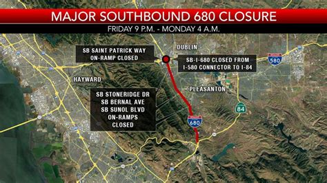 Southbound 680 closures start Monday night