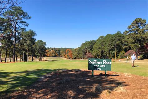 Southern pines golf club. Southern Pines is a great spot to get out for a quick 9 or 18. The holes are generally short (not many holes that require a driver). It could benefit from a bit better signage to help golfers get around. The green are also in poor shape this year - hopefully that will be rectified. That said, the course is fairly forgiving and the restaurant in ... 