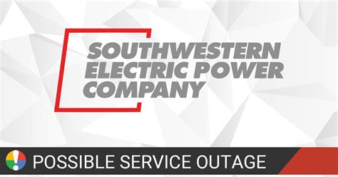 Report Power Outage. Check Outage Status. View Outage Map. Grid Emergency Information. Grid Emergency Information Overview. Grid Emergency Tips. Storm Preparation. ... Southwestern Electric Power Company Media Contacts. Careers. Legal Notices. Media Gallery. Clean Energy. Clean Energy Overview. National Drive Electric …. 