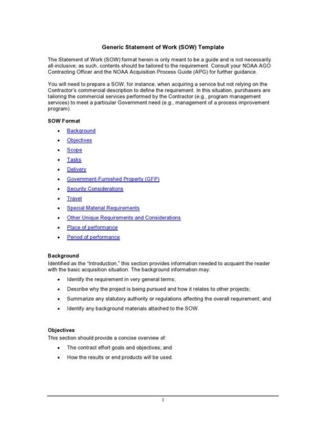 Sow statement of work example
