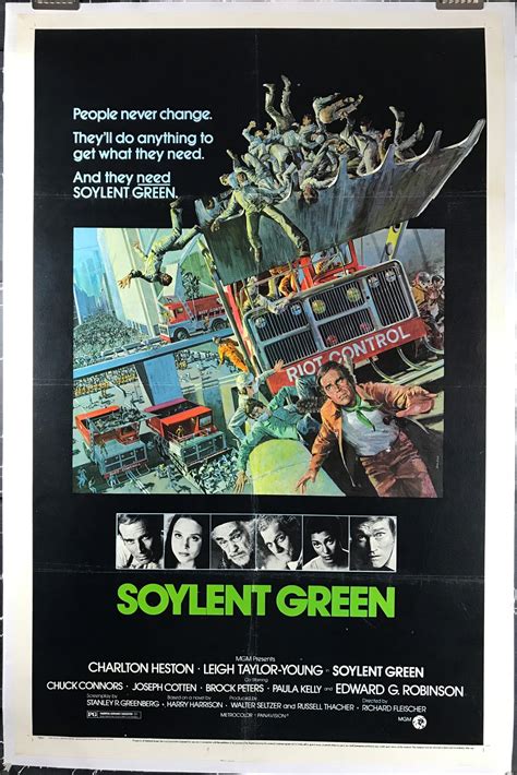 Apr 18, 1973 · Soylent Green. PG 1973 Science Fiction, Thriller · 1h 37m. We've checked all the major streaming services, and this title is not found on any of them right now. Get Notified. In the year 2022, overcrowding, pollution, and resource depletion have reduced society’s leaders to finding food for the teeming masses. The answer is Soylent Green. .