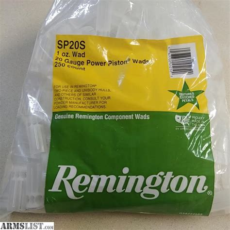 Sp20 wads. Power Piston Hunting Wads 20 Gauge. Part # 24378. Write A Review. $14.99. Currently Unavailable. Add to Cart. Get notified when this is back in stock: By signing up for this notification you are opting in to receive emails from Remington and its affiliate brands. Email. 