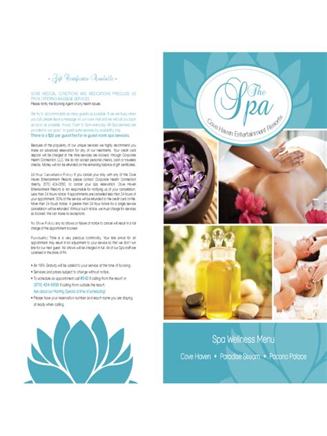 Spa Menu Template Excel Templates Excel Templates