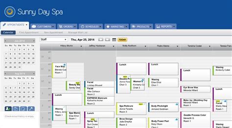 Spa booker. Designed as a cloud platform scheduling system for salons and spa businesses specifically, Booker is a solid tool from Mindbody that any personal services business should consider for scheduling management, especially when you want a database tool that can be combined with marketing campaigns, inventory control, and customer records management as well as workload planning. 