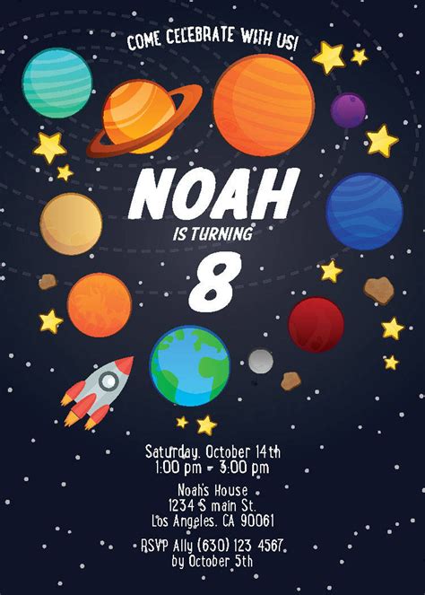 Space Birthday Invitation Template