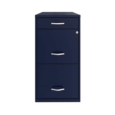 Space Solutions 18" Deep 3 Drawer Metal File Cabinet, Navy