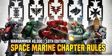 Space marines chapters.  Your chapter determines your detachment rules, unique units, plays...