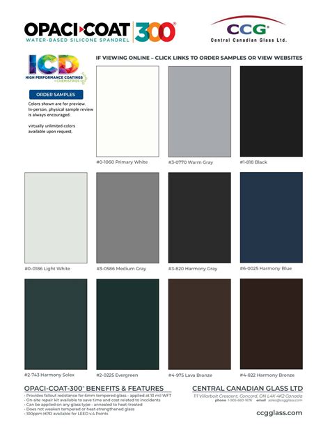 Spandrel color design.  OPACICOAT 300 SPANDREL Central Canadian Glass is a fully certified...