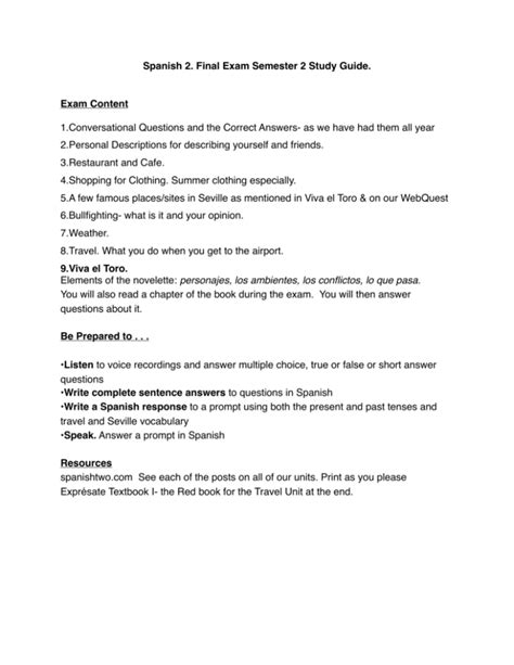 Spanish 2 study guide 2nd semester answers. - Teaching notes to casebook i a guide for faculty and administrators.epub.