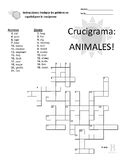 Spanish Animals Crossword Teaching Resources TPT