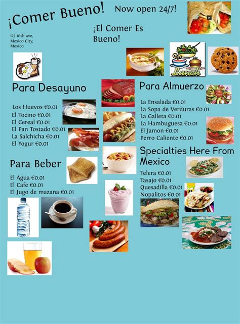 Spanish Menu Project My Class Pinterest Spanish menu, Spanish and Teaching spanish