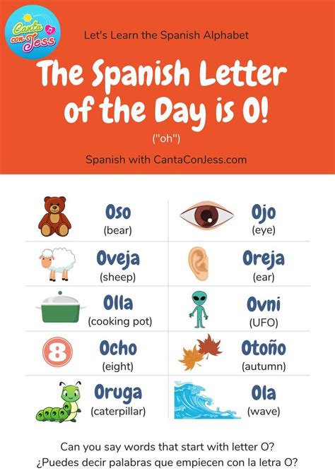 Spanish Words with O Spanish Alphabet Vocabulary in 2021 Learning