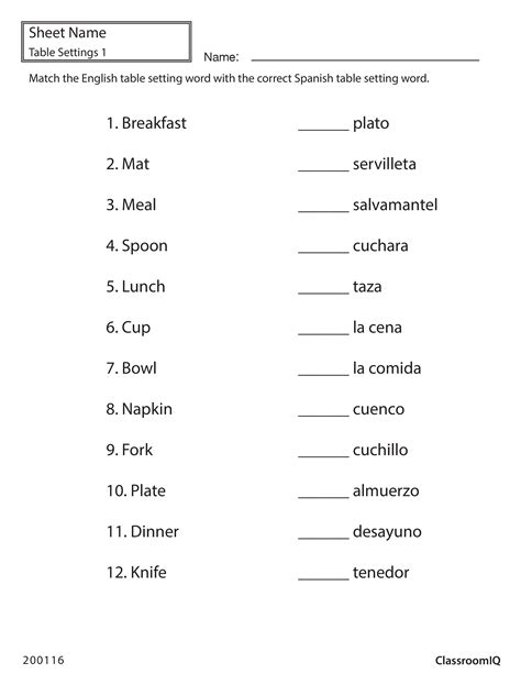 Spanish Worksheets Pdf For Beginners worksSheet list