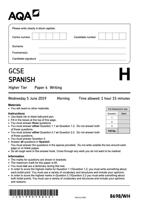 Spanish aqa gcse 2019.  Testing yourself with GCSE Spanish past papers is...