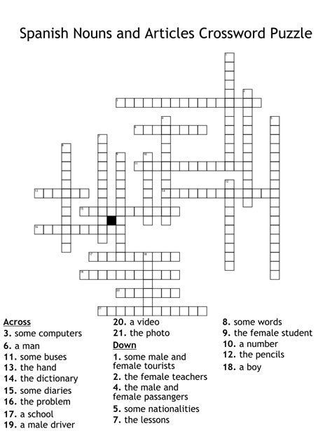 Crossword Clue. Here is the solution for the Spanish articles clue featured on January 1, 2009. We have found 40 possible answers for this clue in our database. Among them, one solution stands out with a 94% match which has a length of 3 letters. You can unveil this answer gradually, one letter at a time, or reveal it all at once.. 