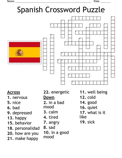 Spanish crossword. Easy Spanish Crossword Puzzles features two levels of difficulty. In the first half of the book, you will find simple English-to-Spanish puzzles that explore topics of grammar and culture normally addressed at the beginning of Spanish studies. In the second half, the puzzles are all in Spanish and thus are somewhat more difficult. 