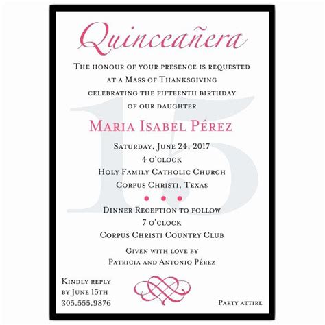 Reception Card verses and wording in Spanish for a Quinceanera or Sweet 16 Reception party. Free Ground Shipping on orders over $300.00! (Limited time only.) Contact: 779-324-5468. Hablamos Español. ... How to begin shopping for your Quinceanera invitation; Quinceanera Planning - Where do you start?