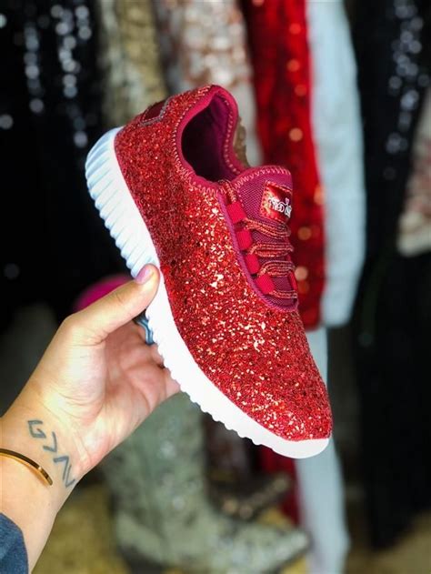 Sparkle and Shine with Ravishing Red Glitter Tennis Shoes