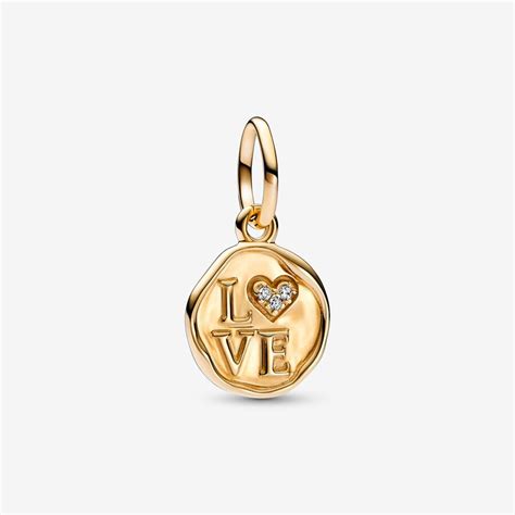 Sparkling Love Stamp Dangle Charm Gold Pandora Canada