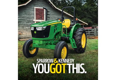 Sparrow and kennedy. Fri 7:30 AM - 5:30 PM. Sat 8:00 AM - 12:00 PM. (803) 435-8807. https://www.sparrowkennedy.com. From the website: Sparrow Kennedy is your John Deere Dealership in South Carolina, selling new and used compact tractors, riding mowers, agriculture and residential equipment. 