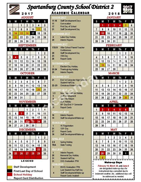 Spartanburg district 2 calendar. Spartanburg County School District Two, in compliance with Title VI and Title VII of the Civil Rights Act of 1964, Title IX of the Education Amendments of 1972, Section 504 of the Rehabilitation Act of 1973, the employment provisions (Title I) of the Americans with Disabilities Act of 1990, Age Discrimination and Employment Act, and all other applicable civil rights laws, does not discriminate ... 