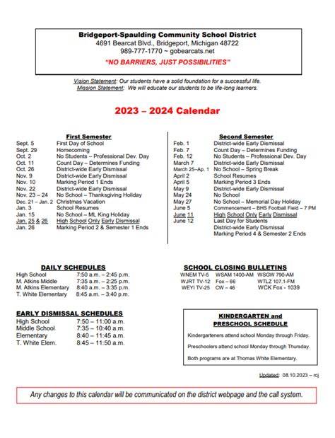 Spaulding school calendar.  The length of each Instructional.  day is 6 hour...