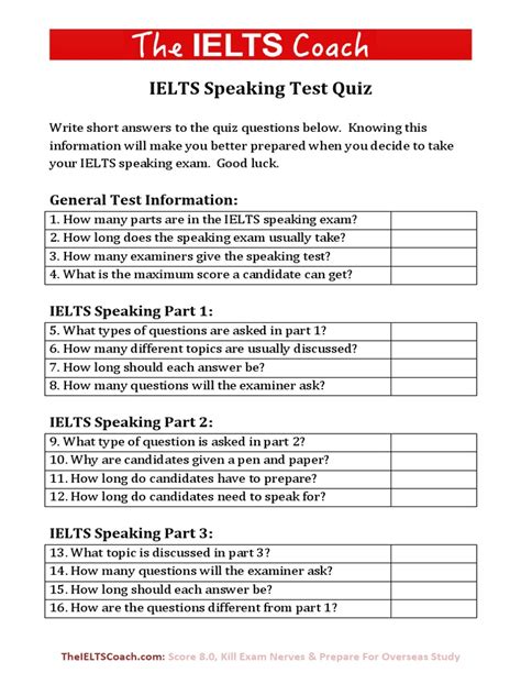 Speak test. The speaking test is the same for both IELTS Academic and IELTS General Training and it always involves a face-to-face interview with a certified IELTS examiner - regardless of whether you take the paper-based or computer-based version of the test. The speaking test lasts between eleven and fourteen minutes. It is divided into three sections ... 