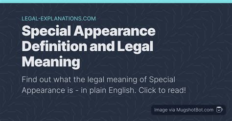 Special appearance Definition & Meaning Merriam-Webster Legal