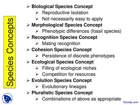 Species Concepts Introduction to Biology Lecture Slides Docsity
